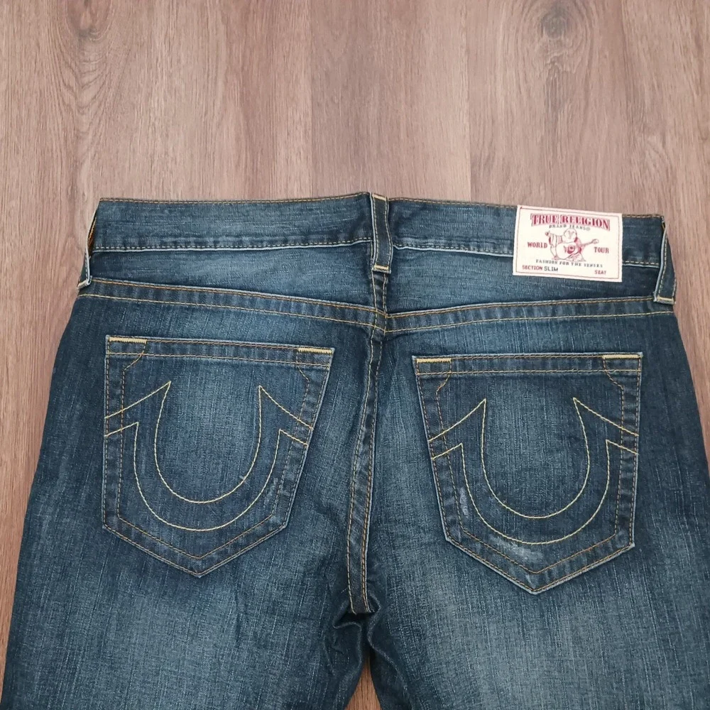True‎ Religion Mens Slim OM Wheat SN Jeans Dark Wash Blue 38 x 34 MNRJ19OMW